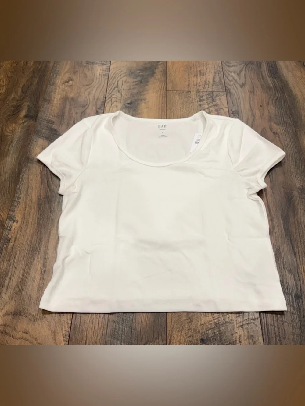 GAP Women’s Modern Tee White Cap Sleeve Crop Top T-shirt Size Large, NEW - Picture 2 of 7